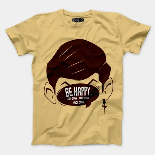 Be happy, cool down, cool down, cool down men/unisex t-shirt in beige color