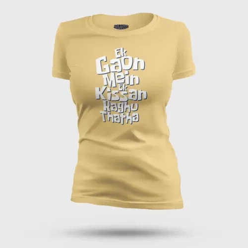 Ek gaon mein ek kissan raghu thatha women's t-shirt in beige color