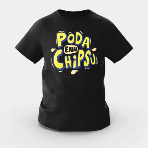 Poda en chipsu girls round neck t-shirt in black color