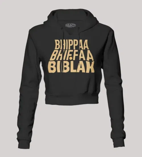 Bhippa bhiffa biblak women's crop hoodies in black color