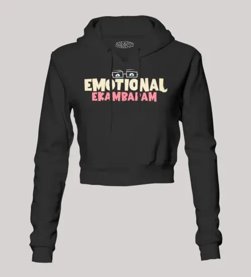 Emotional ekambaram women's crop hoodies in black color