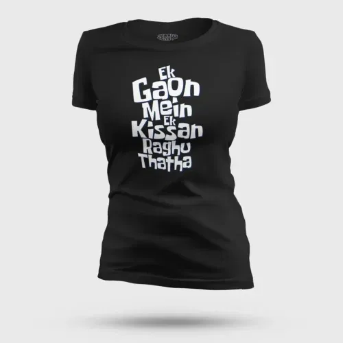 Ek gaon mein ek kissan raghu thatha women's t-shirt in black color