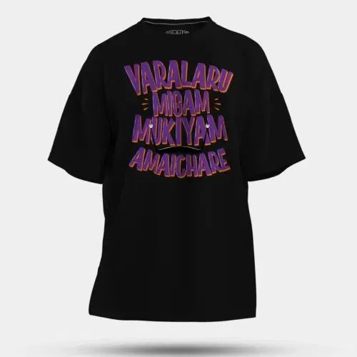 Varalaru migam mukiyam amaichare men/unisex oversized t-shirt in black color