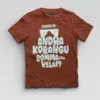 Echuuse Me Andha Korangu Bomma Ena Velai? Boys Round Neck T-Shirt in Brick Red Color