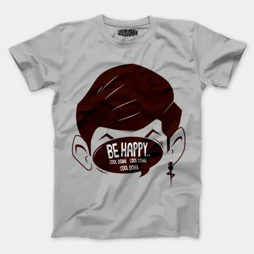Be happy, cool down, cool down, cool down men/unisex t-shirt in grey melange color