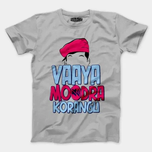 Vaaya moodra korangu men/unisex t-shirt in grey melange color