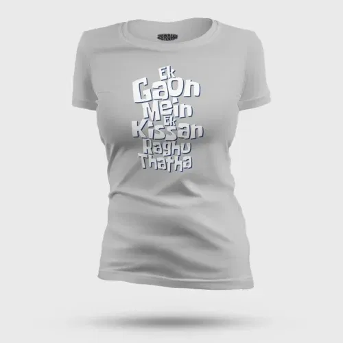 Ek gaon mein ek kissan raghu thatha women's t-shirt in grey melange color