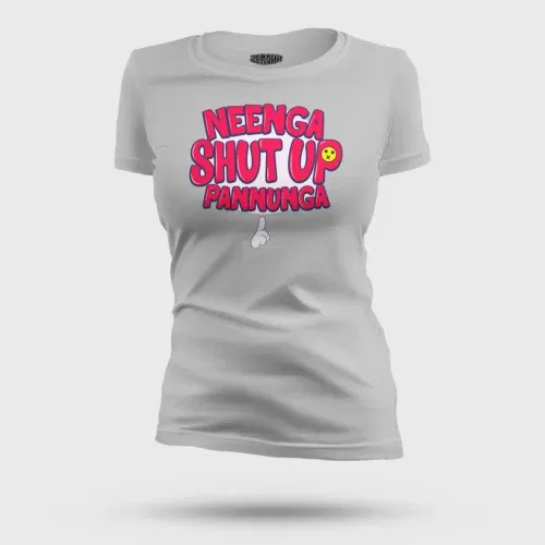 Neenga shut up pannunga women's t-shirt in grey melange color