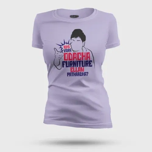 Idhu vara odacha furniture ellam pathaadha women's t-shirt in lavender color