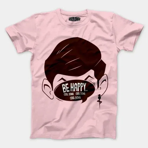 Be happy, cool down, cool down, cool down men/unisex t-shirt in light baby pink color