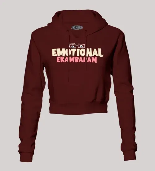 Emotional ekambaram women's crop hoodies in maroon color