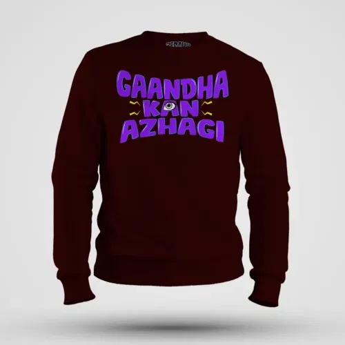 Gaandha kan azhagi men/unisex sweatshirt in maroon color