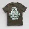 Echuuse Me Andha Korangu Bomma Ena Velai? Boys Round Neck T-Shirt in Olive Green Color
