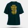 Appan Saabam Weapon Maadhri Vandhu Thaakudu Men/Unisex Oversized T-Shirt in Petrol Blue Color