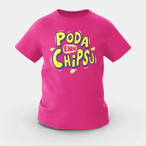 Poda en chipsu girls round neck t-shirt in pink color