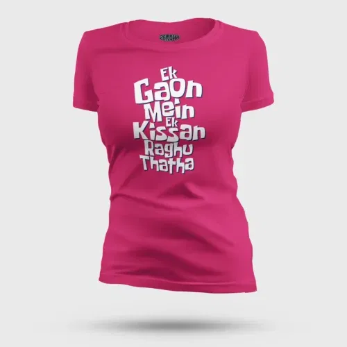 Ek gaon mein ek kissan raghu thatha women's t-shirt in pink color
