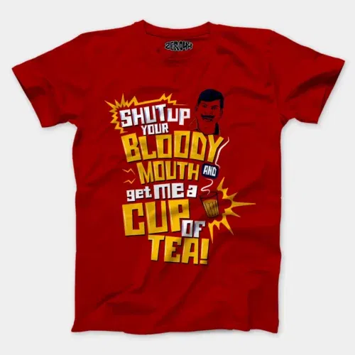 Shut up your bloody mouth men/unisex t-shirt in red color