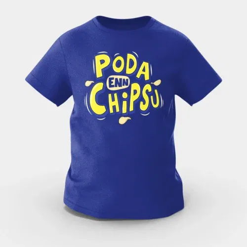 Poda en chipsu girls round neck t-shirt in royal blue color