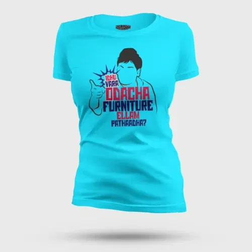 Idhu vara odacha furniture ellam pathaadha women's t-shirt in skyblue color