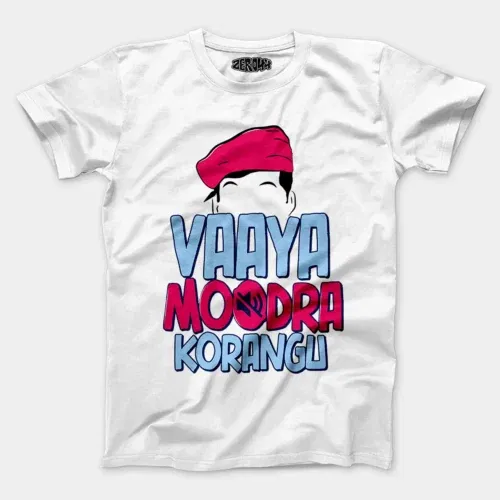 Vaaya moodra korangu men/unisex t-shirt in white color