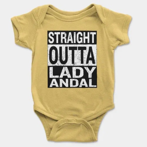 Straight outta lady andal onesie/romper in yellow color