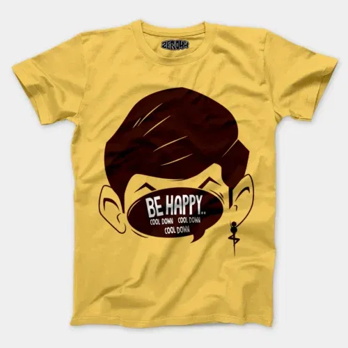 Be happy, cool down, cool down, cool down men/unisex t-shirt in yellow color