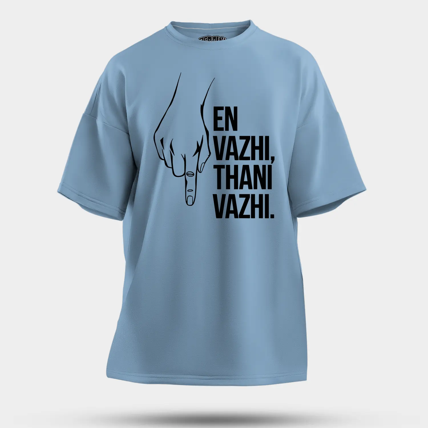 En Vazhi, Thani Vazhi (Black) Men/Unisex Oversized T-Shirt in Baby Blue Color
