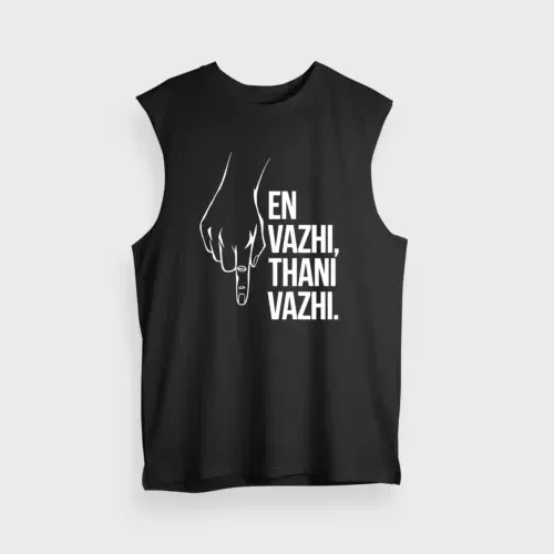En vazhi, thani vazhi men/unisex tank top in black color