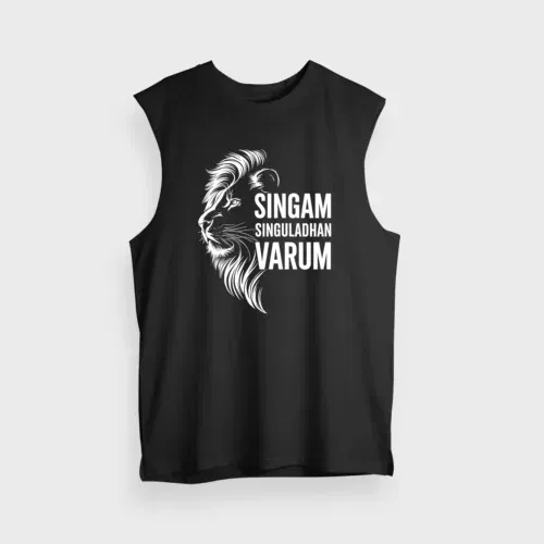 Singam singuladhan varum men/unisex tank top in black color