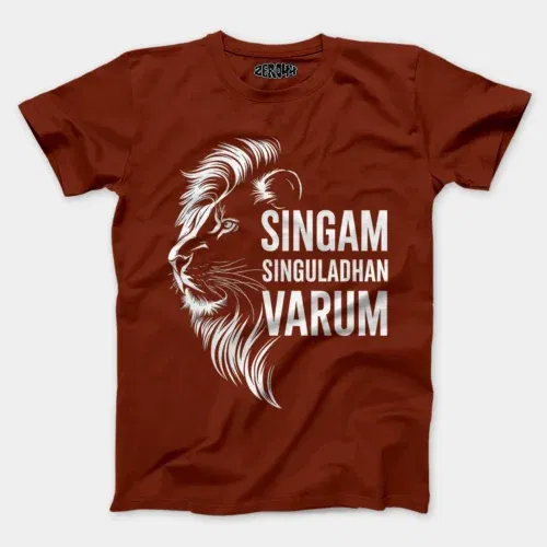Singam singuladhan varum men/unisex t-shirt in brick red color