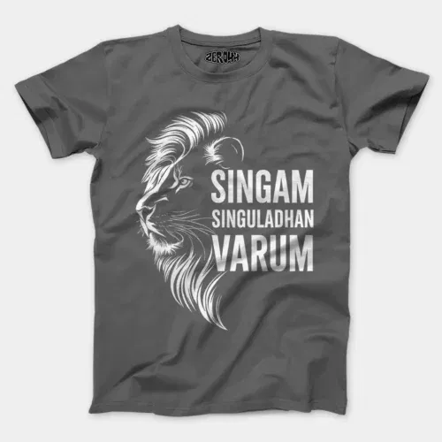 Singam singuladhan varum men/unisex t-shirt in charcoal melange color