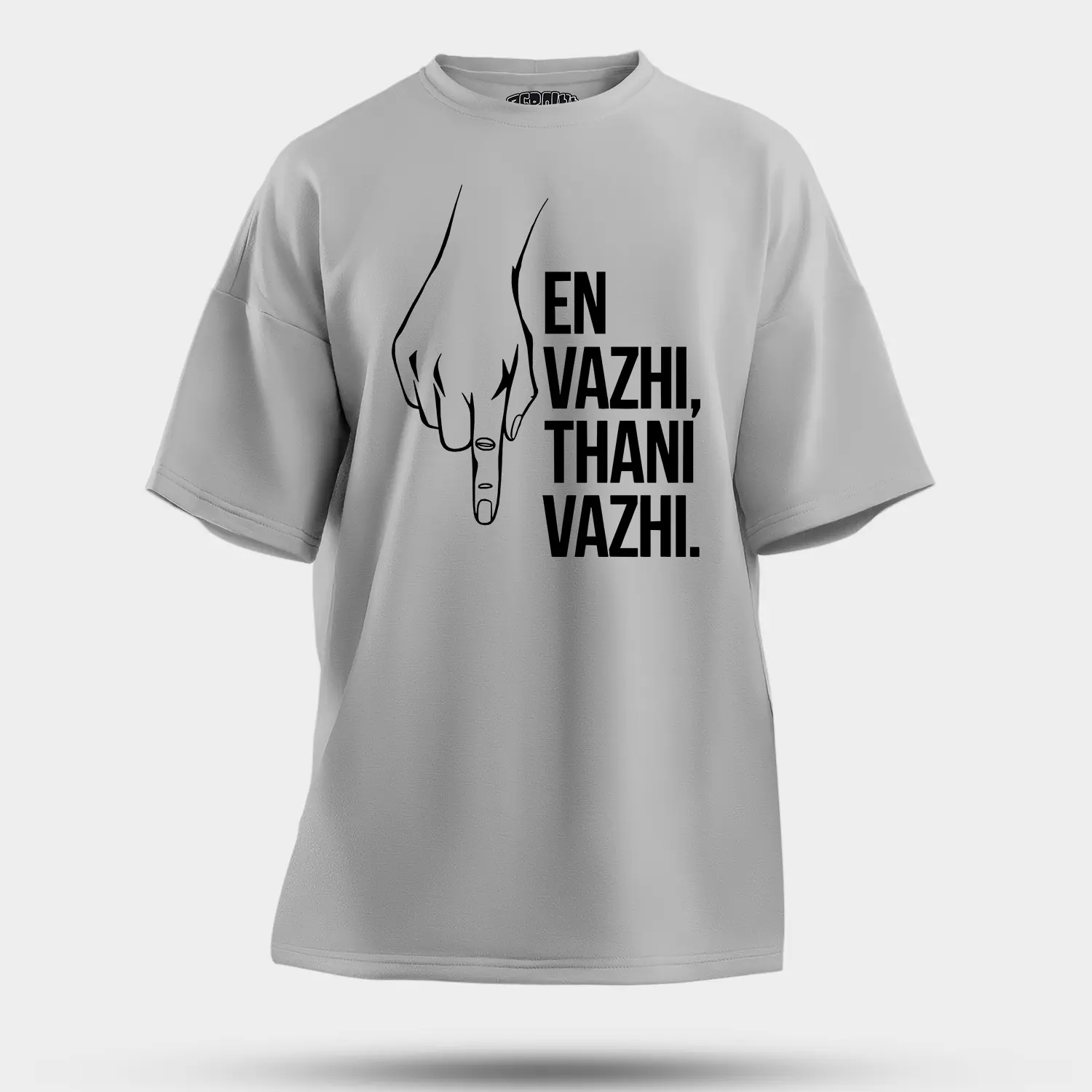 En Vazhi, Thani Vazhi (Black) Men/Unisex Oversized T-Shirt in Grey Melange Color