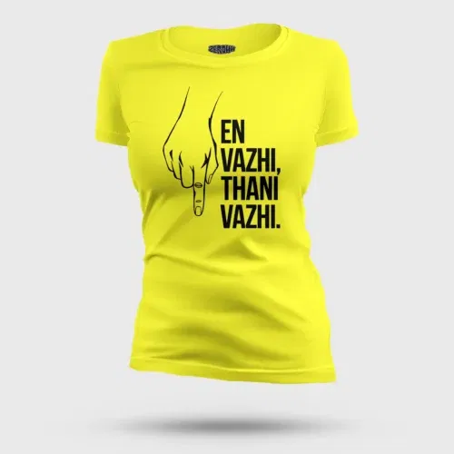 En vazhi, thani vazhi (black) women's t-shirt in new yellow color