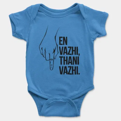 En vazhi, thani vazhi (black) onesie/romper in orchid blue color