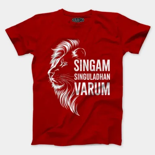 Singam singuladhan varum men/unisex t-shirt in red color