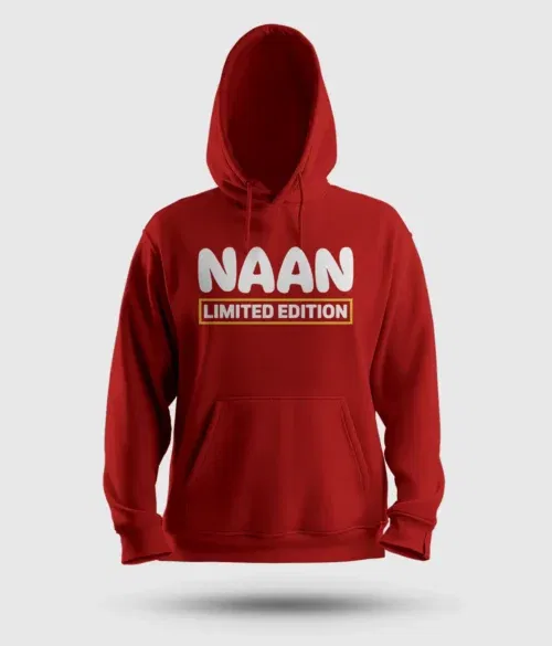 Naan limited edition men/unisex hoodie in red color