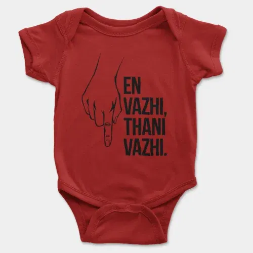 En vazhi, thani vazhi (black) onesie/romper in red color