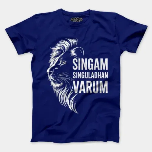Singam singuladhan varum men/unisex t-shirt in royal blue color