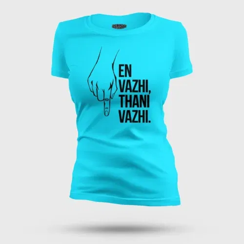 En vazhi, thani vazhi (black) women's t-shirt in skyblue color