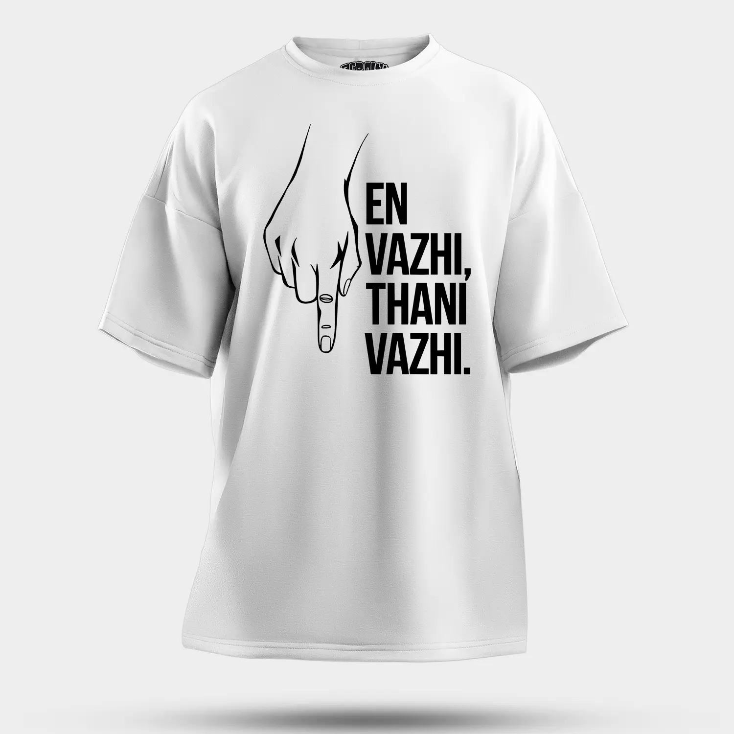 En Vazhi, Thani Vazhi (Black) Men/Unisex Oversized T-Shirt in White Color