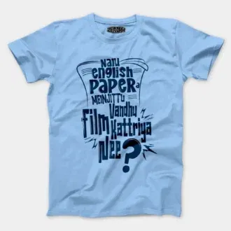 Nalu English Paper Meinjittu Vandhu Film Kattriya Nee Men/Unisex T-Shirt in Baby Blue Color