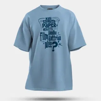 Nalu English Paper Meinjittu Vandhu Film Kattriya Nee Men/Unisex Oversized T-Shirt in Baby Blue Color