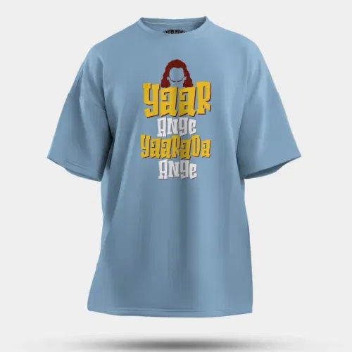 Yaar ange yaarada ange men/unisex oversized t-shirt in baby blue color