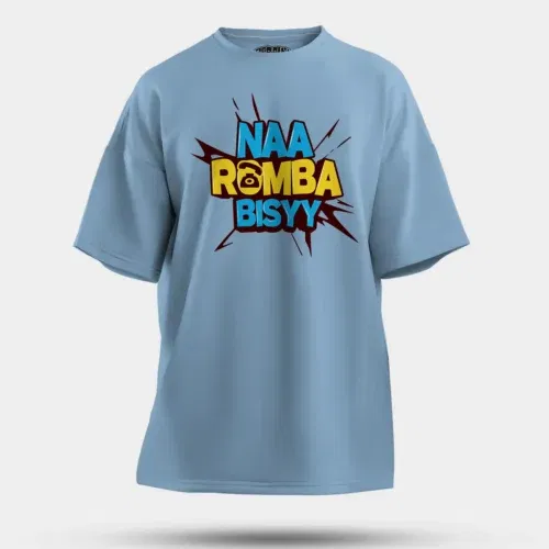 Naa romba bisyy men/unisex oversized t-shirt in baby blue color