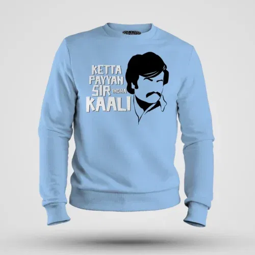 Ketta payyan sir indha kaali men/unisex sweatshirt in baby blue color