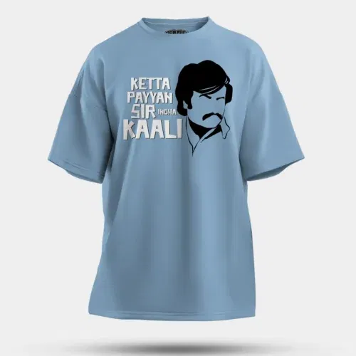 Ketta payyan sir indha kaali men/unisex oversized t-shirt in baby blue color