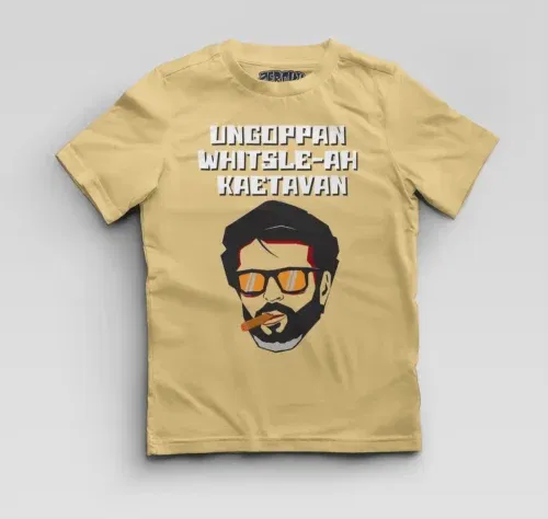 Ungoppan whistle ah kaetavan boys round neck t-shirt in beige color