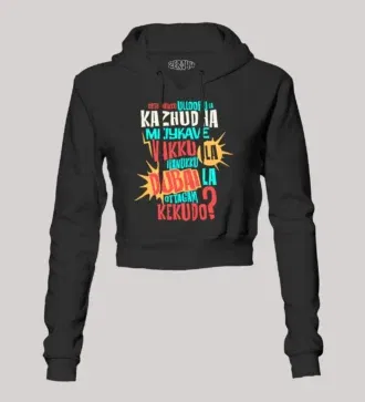 Orthanukku Ullooru La Kazhudha Meiykave Vakku Ila Women's Crop Hoodies in Black Color