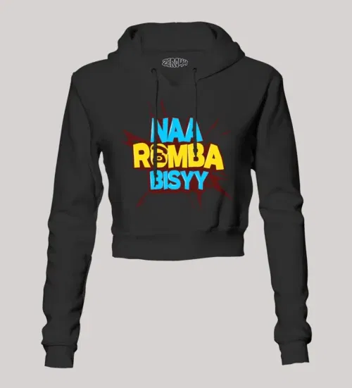 Naa romba bisyy women's crop hoodies in black color