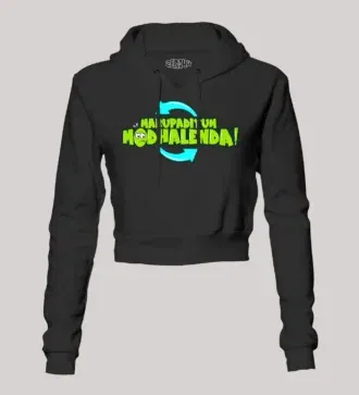 Marupadiyum Modhalenda! Women's Crop Hoodies in Black Color